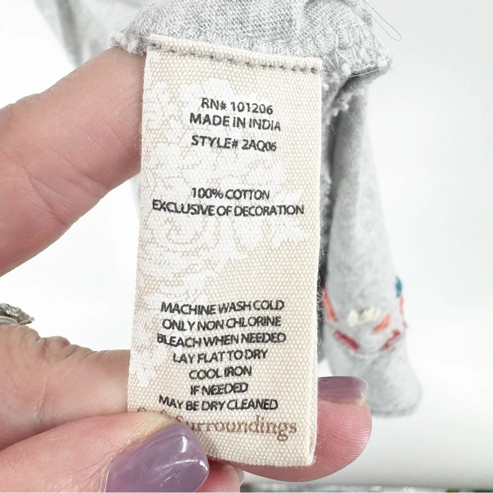 ✅ Soft Surroundings SIZE Small Floral Embroidered MidGray Embroidered‎ Dress